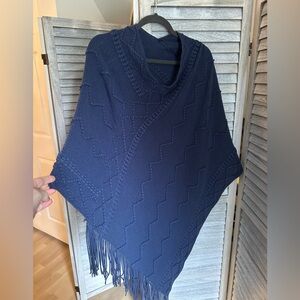 Knitted Shawl, Blue, one size fits all